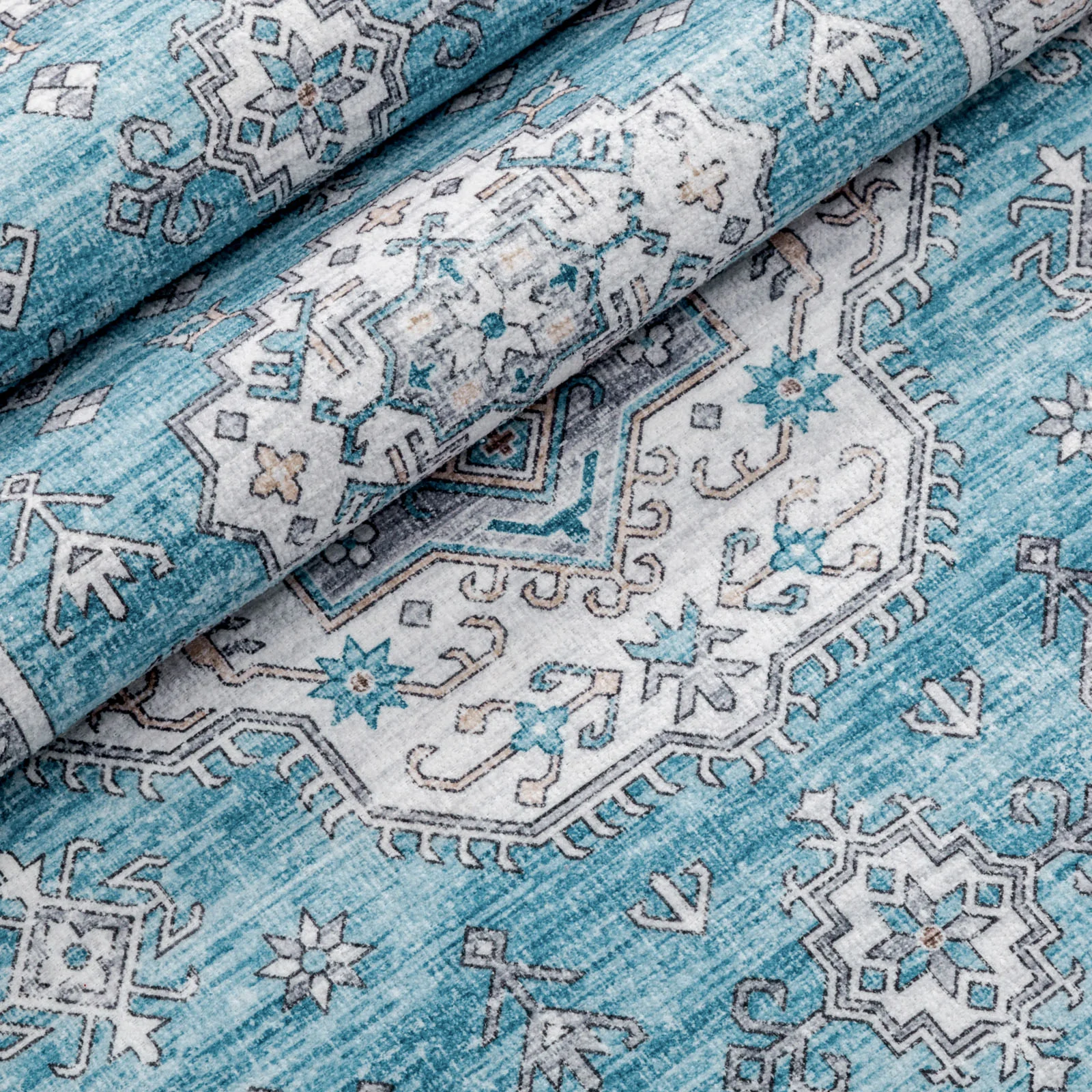 Teal Aqua Blue Hallway Runner Non Slip Rubber Back Corridor washable Carpet 80x300cm - Image 6