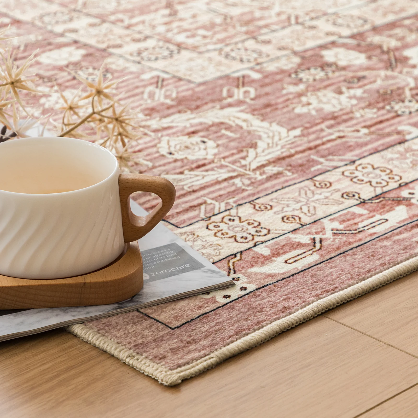 Terracotta Hallway Runner Beautiful Distressed Non Slip Entryway Carpet 80x300cm - Image 4